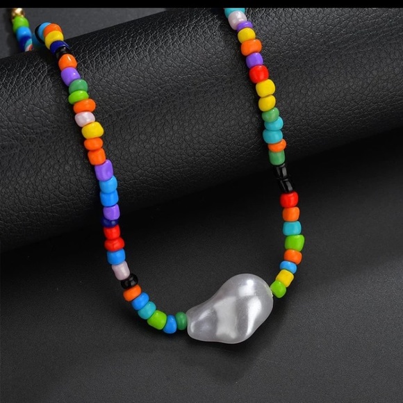 Jewelry - Big Baroque Imitation Pearl Colorful Bead Rainbow Choker